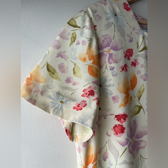 Vintage Talbots Silk Full Length Flower Dress - Picture 3 of 8
